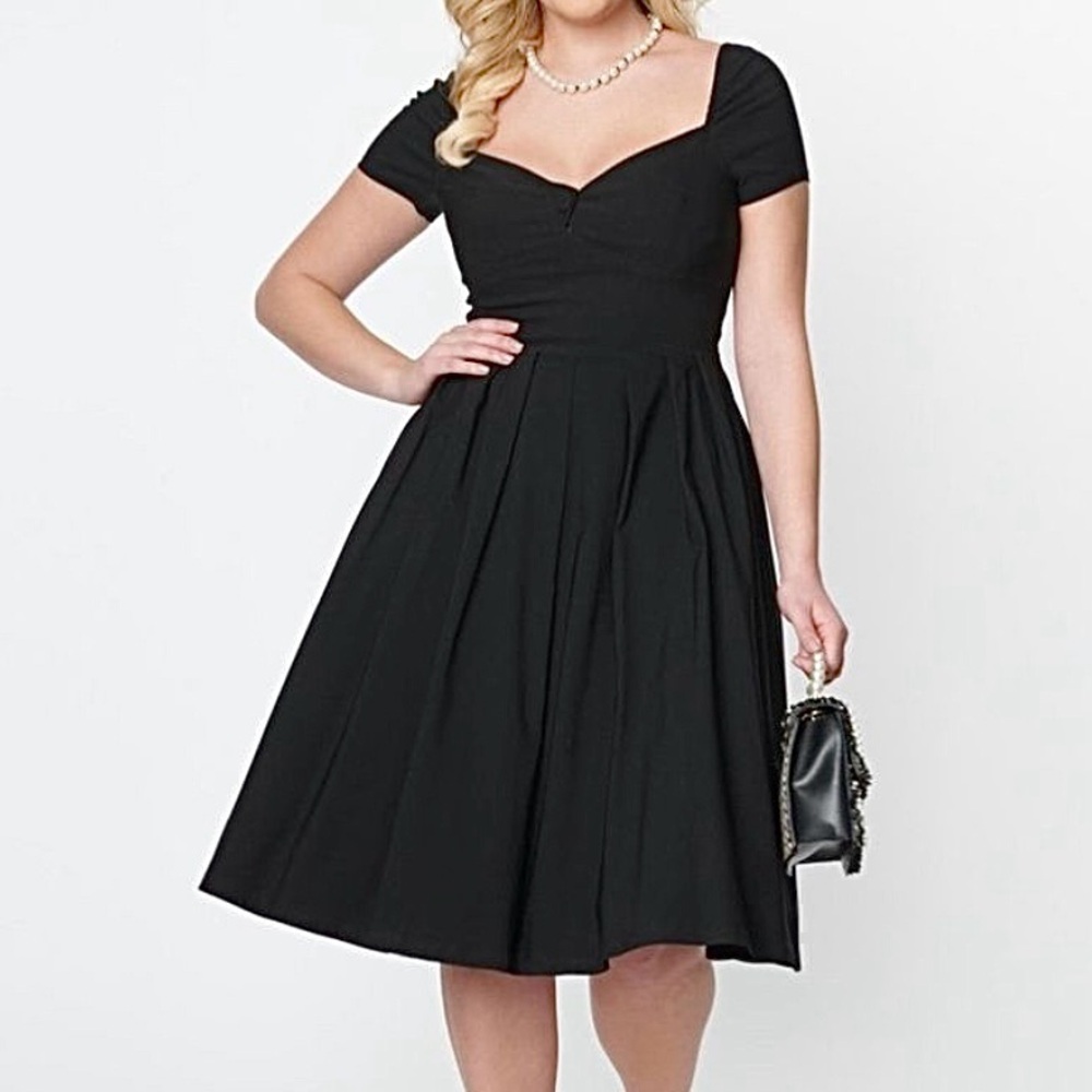 Unique Vintage Black Fit-and-Flare Maxi Dress